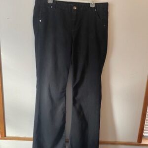 Calvin Klein Black 5 pocket distressed wide leg denims, size 33/16